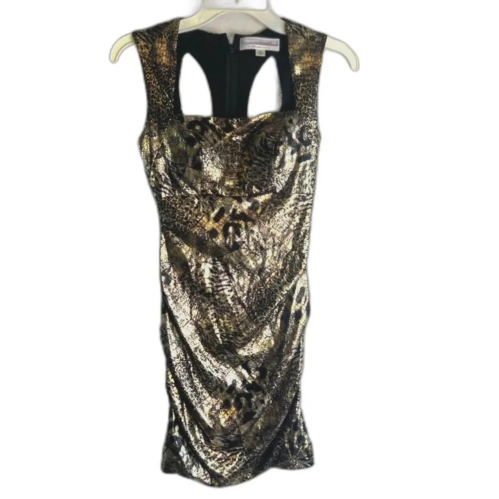 Hailey Logan by Adrianna Papell Foil Sleeveless Slinky Ruched Dress Size XS